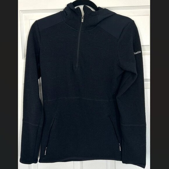 Columbia Sportswear Company Tops - Columbia Black Women's Fleece 1/4 Zip Hoodie Jacket Pullover Size Small Coat